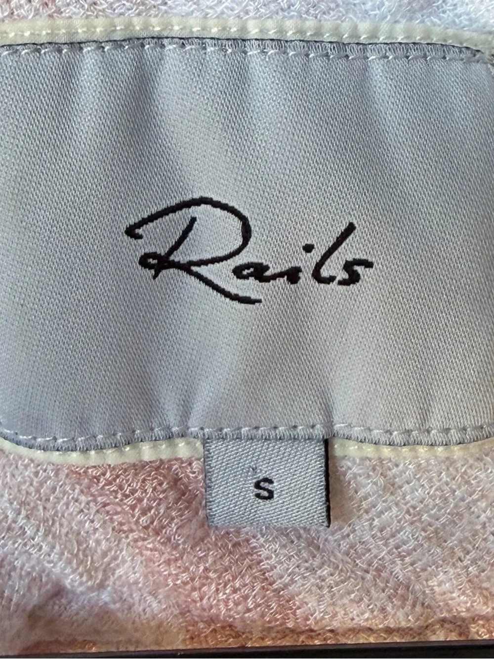 Rails Oversized Blush Pink & White Plaid Button Up Shirt Size S - Picture 3 of 6